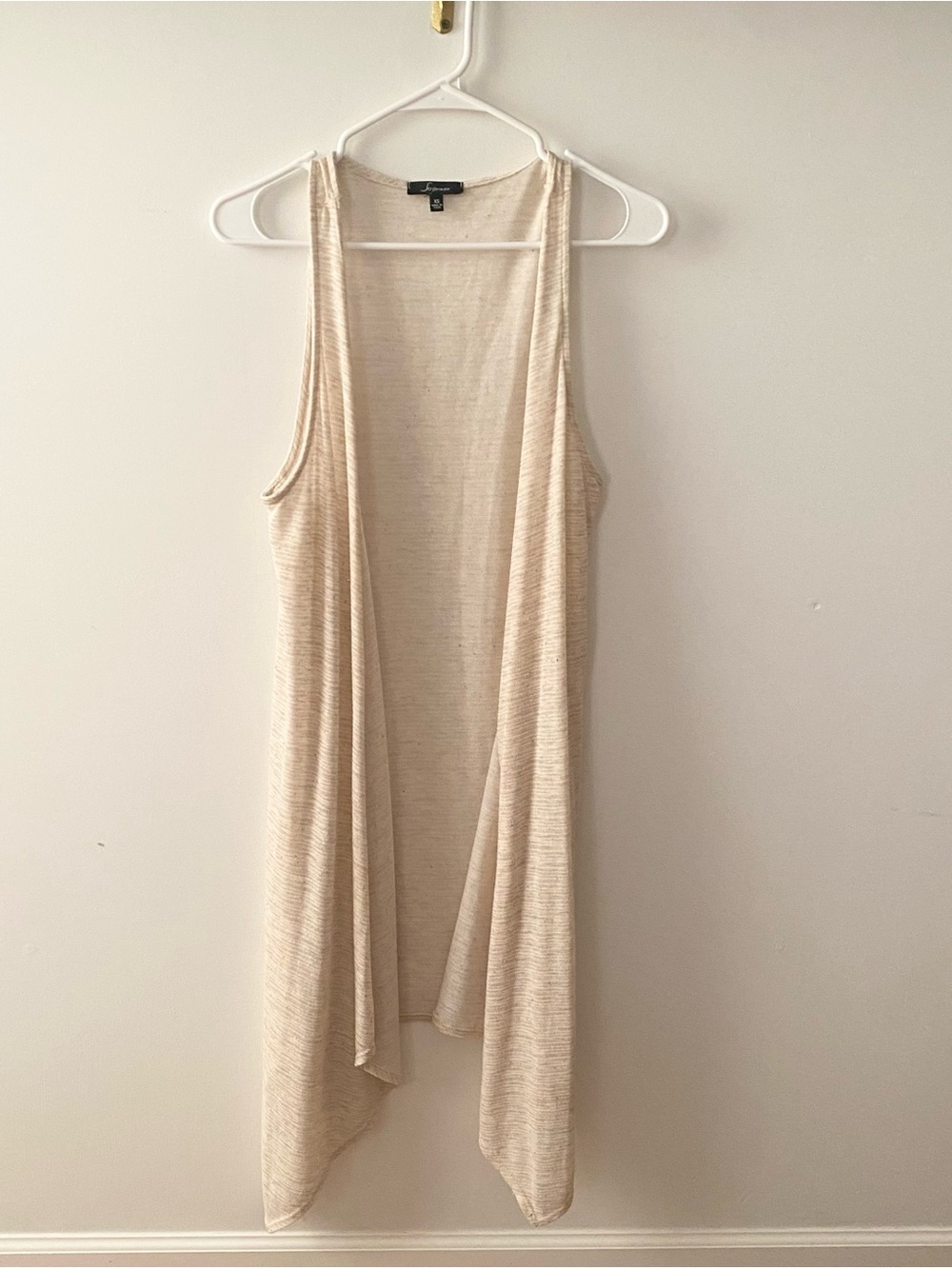 Lightweight Cream Open-Front Sleeveless Duster Vest